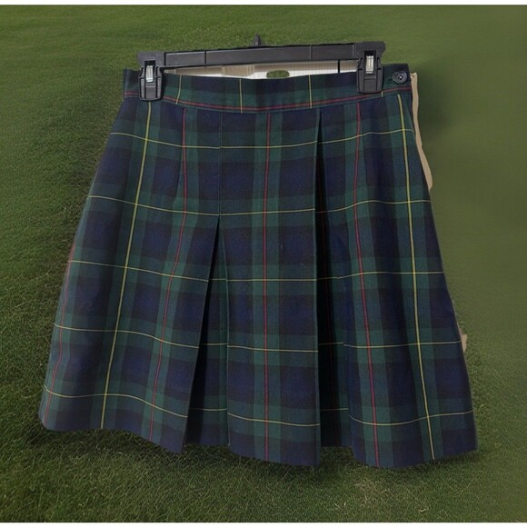 Shabby Chic School Uniform Size 28” Skirt‎ Navy Green Pleated Plaid Made In USA - Picture 3 of 3